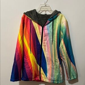 NWOT rainbow fleece jacket